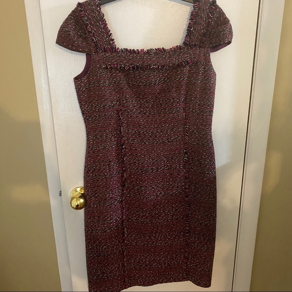 David Meister Purple Tweed Dress Size 6
